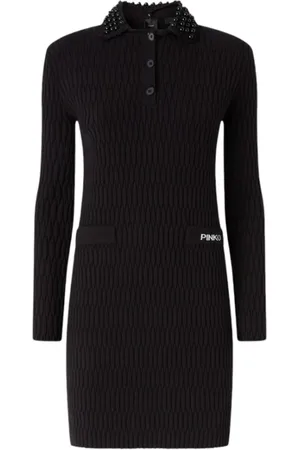 Pinko Sukienki, Kobieta, Czarny, M, Poliester, Elegancka Sukienka