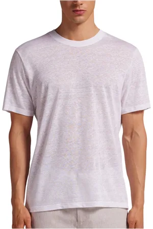 Tommy Hilfiger Koszulki, Mężczyzna, Biały, S, T-shirt z lnu z okrągłym dekoltem