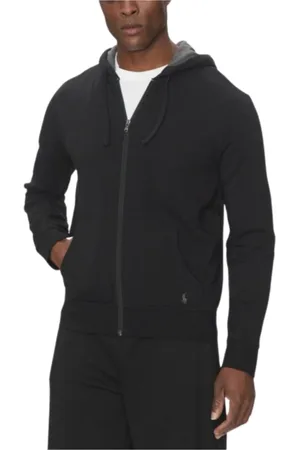 Ralph Lauren Bluzy, Mężczyzna, Czarny, L, Czarna bluza z kapturem z mieszanki bawełny