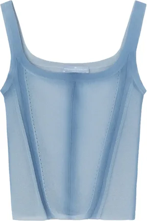 ERMANNO SCERVINO Koszulki, Kobieta, Niebieski, L, Bawełna, Niebieski bawełniany top bez ramiączek