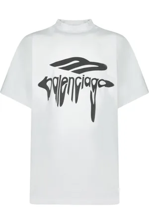 Balenciaga Koszulki, Mężczyzna, Biały, L, Len, Urban Liquid Logo Crew Neck T-Shirt