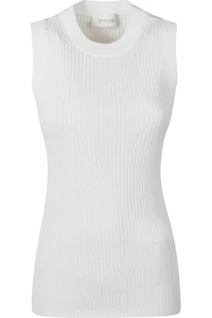Sportmax Koszulki, Kobieta, Biały, L, Top bez rękawów