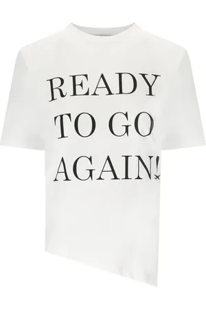 Elisabetta Franchi Koszulki, Kobieta, Biały, M, Bawełna, Asymetryczna koszulka T-shirt Ready to go again