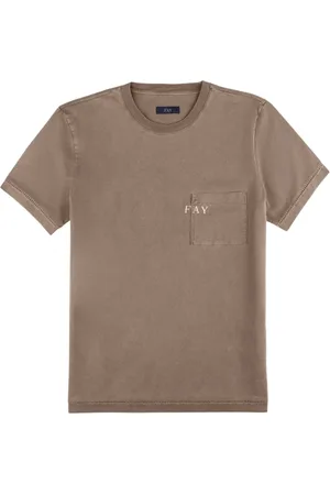 FAY Koszulki, Mężczyzna, brązowy, 3XL, Casual Marrone T-shirt z kieszenią
