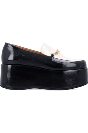 Ganni Buty, Kobieta, Czarny, 40 EU, Czarne lakierowane platformy loafers
