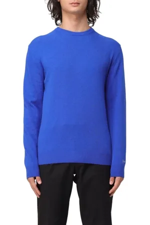 Woolrich Swetry, Mężczyzna, Niebieski, M, Wełniany Sweter z Okrągłym Dekoltem