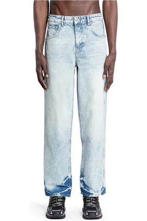 Represent Jeansy, Mężczyzna, Niebieski, W31, Denim, Niebieskie Dżinsowe Spodnie z łatkami