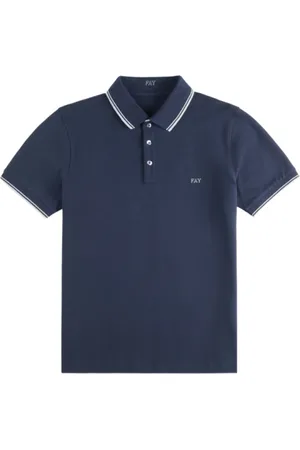 FAY Koszulki, Mężczyzna, Niebieski, XL, Polo Slim Fit z Kontrastującymi Lamówkami