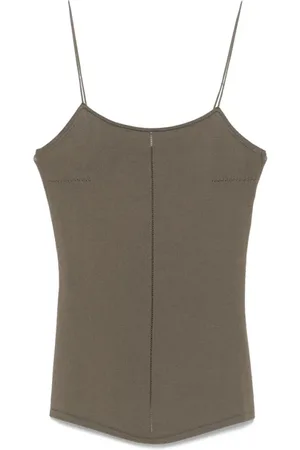LEMAIRE Koszulki, Kobieta, Zielony, S, Wełna, Khaki Wełniany Top z Ramiączkami