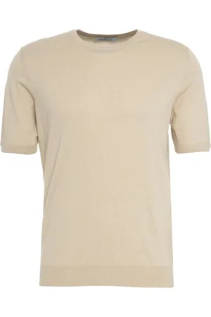 Gender Swetry, Mężczyzna, Beżowy, L, Beżowy T-shirt z mieszanki jedwabiu