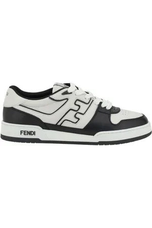 Fendi Buty, Mężczyzna, Czarny, 38 EU, Eleganckie Skórzane Sneakersy z Paneled Design