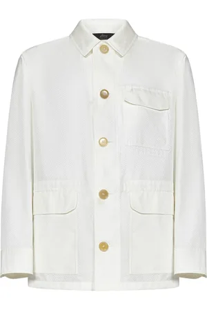 BRIONI Koszule, Mężczyzna, Biały, L, Biała Jedwabna Koszula Overshirt
