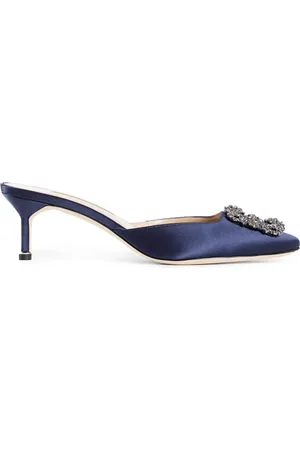 Manolo Blahnik Buty, Kobieta, Niebieski, 37 EU, Niebieski Satynowy Kryształowy Obcas