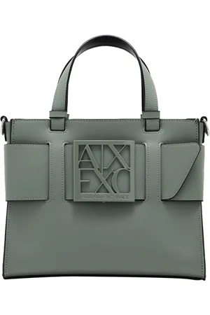 Armani Exchange Torebki, Kobieta, Zielony, ONE SIZE, Zielona torebka z miękkiej skóry ekologicznej z złotymi detalami