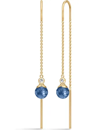 Julie Sandlau Akcesoria, Kobieta, Żółty, ONE SIZE, Safir Blue Kolczyki na łańcuszku