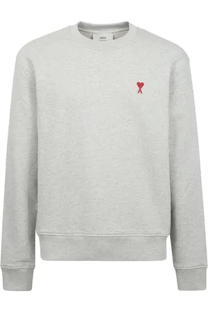 Ami Bluzy, Mężczyzna, Szary, XL, Czarna Bawełniana Bluza z Monogramem Serca