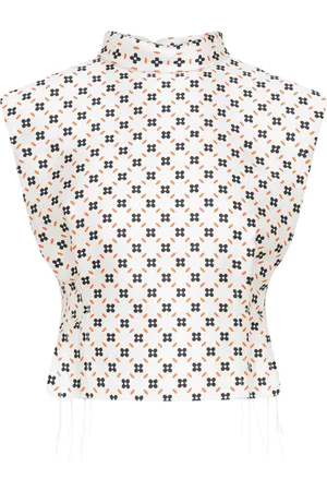 Lanvin Koszulki, Kobieta, Biały, S, Kwiatowy Geometryczny Bezrękawnik Nude