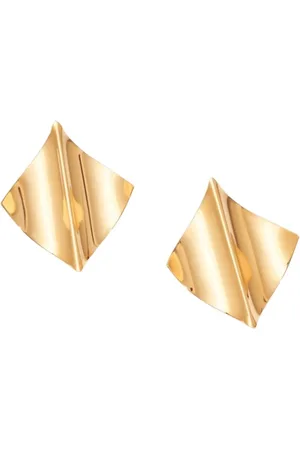 MALABABA Akcesoria, Kobieta, Żółty, ONE SIZE, Złote kolczyki w kształcie diamentu