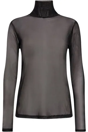 Co`Couture Bluzki, Kobieta, Czarny, S, Len, Bluzka z golfem Mesh CC
