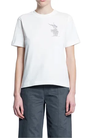 Burberry Koszulki, Kobieta, Biały, S, Equestrian Knight Graficzny Print Jersey Top
