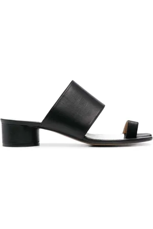 Maison Margiela Buty, Kobieta, Czarny, 38 EU, Czarne Skórzane Mules na Obcasie