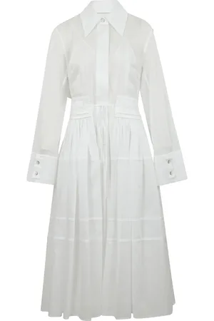 Jil Sander Sukienki, Kobieta, Biały, XS, Elegancka Sukienka z Marszczeniem w Talii