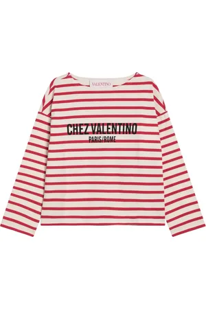 VALENTINO GARAVANI Koszulki, Kobieta, Wielobarwność, S, Len, Długi Rękaw T-shirt z Okrągłym Dekoltem