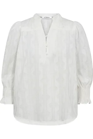 Co`Couture Bluzki, Kobieta, Biały, XL, Bluzka z falbanami i mankietami typu smock