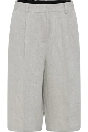 Heartmade Szorty, Kobieta, Szary, 2XL, Eleganckie lniane spodnie w piasku