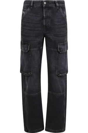 Diesel Jeansy, Kobieta, Czarny, W26, Jeansyy Cargo z Średnią Talią