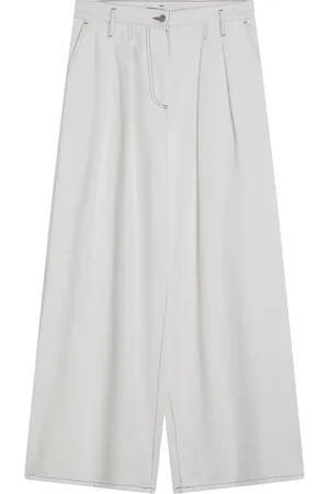 DRIES VAN NOTEN Spodnie, Kobieta, Biały, L, Spodnie z Plisami