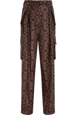 DRIES VAN NOTEN Spodnie, Kobieta, Wielobarwność, M, Czarne Jedwabne Spodnie Cargo