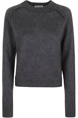 Jil Sander Swetry, Kobieta, Szary, M, Szara Wełniana Sweter Okrągły Dekolt