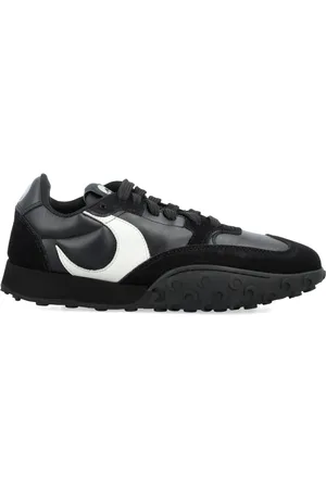 Marine Serre Buty, Kobieta, Czarny, 39 EU, Skóra, Czarne Sneakersy z Podeszwą w Wzór Fali