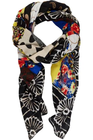 Desigual Akcesoria, Kobieta, Wielobarwność, ONE SIZE, Niebieski Damski Szal z Nadrukiem