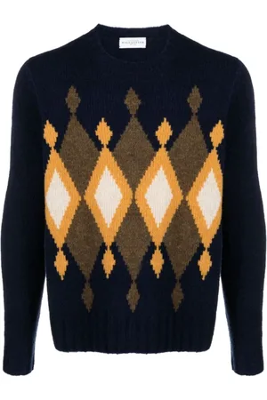BALLANTYNE Swetry, Mężczyzna, Niebieski, L, Sweter z Wzorem Intarsia