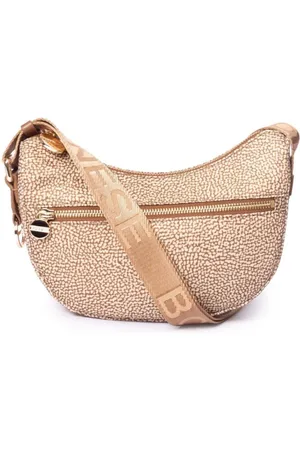 Borbonese Torebki, Kobieta, Beżowy, ONE SIZE, Nylon, Mini Torba na ramię z beżowo-brązowym nadrukiem z nylonu