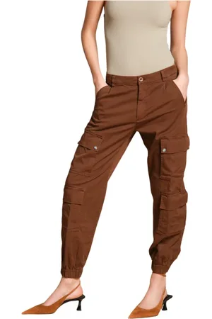 Masons Spodnie, Kobieta, brązowy, 2XS, Bawełna, Spodnie cargo z krójem curvy z gabardyny