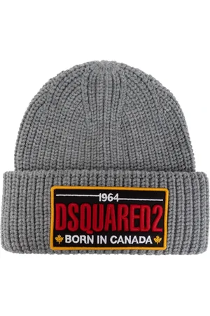Dsquared2 Akcesoria, Mężczyzna, Szary, ONE SIZE, Wełna, Czapka z Logo