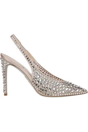 RENE CAOVILLA Buty, Kobieta, Beżowy, 36 EU, Len, Glam-rock slingback Gilda z kryształami