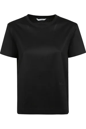 Max Mara Koszulki, Kobieta, Czarny, M, Bawełniany T-shirt z okrągłym dekoltem