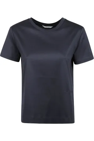 Max Mara Koszulki, Kobieta, Niebieski, M, Bawełniana T-shirt z okrągłym dekoltem