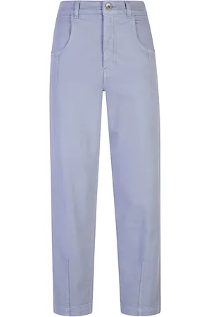 ELEVENTY Spodnie, Kobieta, Niebieski, XL, Denim, Spodnie z rozciągliwego bawełny
