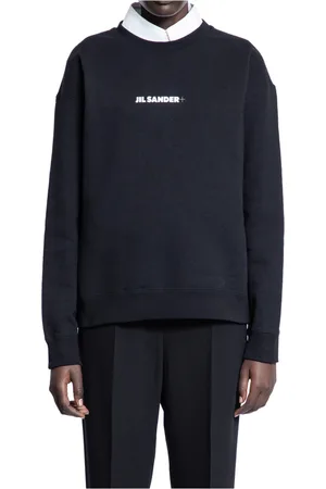 Jil Sander Bluzy, Kobieta, Czarny, L, Czarny Bawełniany Sweter z Dekoltem w Serek Oversize