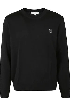 Maison Kitsuné Bluzy, Mężczyzna, Czarny, L, Sweter z naszywką lisiej głowy