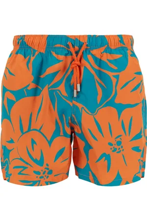 Gallo Stroje kąpielowe, Mężczyzna, Wielobarwność, 2XL, Męskie kąpielówki w kolorze pomarańczowym z kwiatowym wzorem