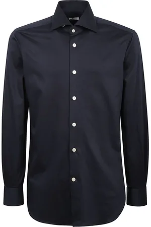 Kiton Koszule, Mężczyzna, Niebieski, M, Koszula Regular Fit z francuskim kołnierzem