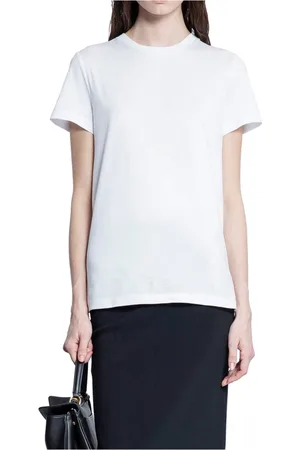 Max Mara Koszulki, Kobieta, Biały, M, Biała Bawełniana Koszulka z Graficznym Logo