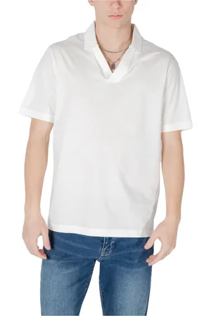 Armani Exchange Koszulki, Mężczyzna, Biały, XL, Klasyczny Polo Shirt z dekoltem V