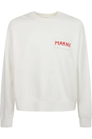 Marni Bluzy, Mężczyzna, Biały, L, Bawełniany sweter z nadrukiem w kształcie litery V